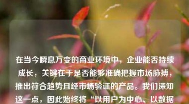 在当今瞬息万变的商业环境中，企业能否持续成长，关键在于是否能够准确把握市场脉搏，推出符合趋势且经市场验证的产品。我们深知这一点，因此始终将“以用户为中心、以数据为驱动、以创新为引擎”作为产品研发的核心理念，致力于为客户提供真正有价值、有竞争力、有生命力的产品解决方案。
