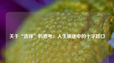 关于“选择”的思考：人生旅途中的十字路口