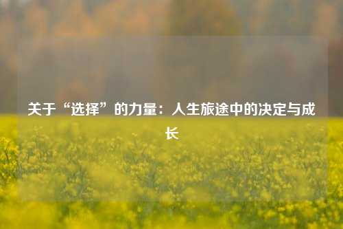 关于“选择”的力量:人生旅途中的决定与成长 关于“选择”的力量:人生旅途中的决定与成长