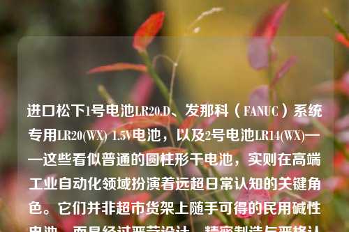 进口松下1号电池LR20.D、发那科(FANUC)系统专用LR20(WX) 1.5V电池,以及2号电池LR14(WX)——这些看似普通的圆柱形干电池,实则在高端工业自动化领域扮演着远超日常认知的关键角色。它们并非超市货架上随手可得的民用碱性电池,而是经过严苛设计、精密制造与严格认证的工业级后备电源组件,专为保障数控机床、机器人控制器、PLC模块及CNC系统核心数据安全而生。本文将从技术本质、应用场景、选型逻辑、失效风险及国产替代现状等维度,系统解析这类“小电池”背后不容忽视的工业安全逻辑。 进口松下1号电池LR20.D、发那科(FANUC)系统专用LR20(WX) 1.5V电池,以及2号电池LR14(WX)——这些看似普通的圆柱形干电池,实则在高端工业自动化领域扮演着远超日常认知的关键角色。它们并非超市货架上随手可得的民用碱性电池,而是经过严苛设计、精密制造与严格认证的工业级后备电源组件,专为保障数控机床、机器人控制器、PLC模块及CNC系统核心数据安全而生。本文将从技术本质、应用场景、选型逻辑、失效风险及国产替代现状等维度,系统解析这类“小电池”背后不容忽视的工业安全逻辑。