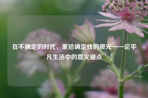 在不确定的时代，重拾确定性的微光——论平凡生活中的意义锚点
